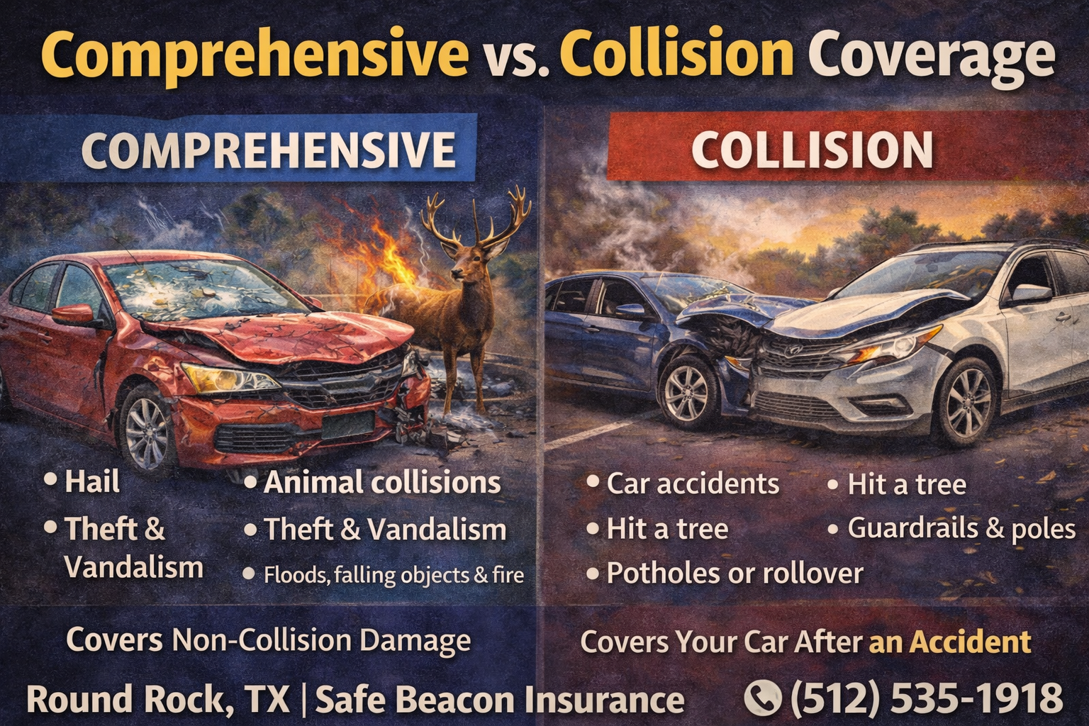 Comp vs. Collision Coverage Explained | Safe Beacon Insurance Round Rock TX